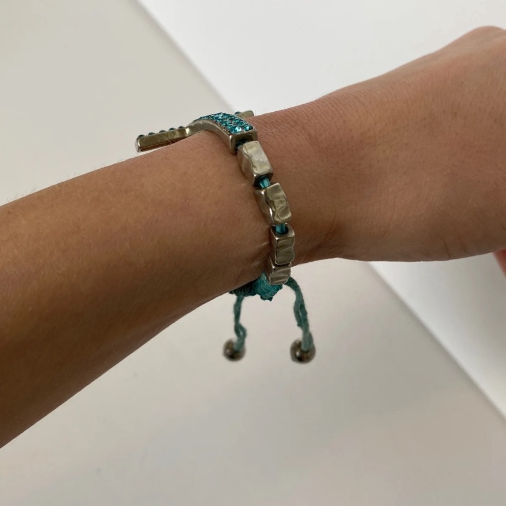 Blue Rhinestone Cross Bracelet - Picture 4 of 6